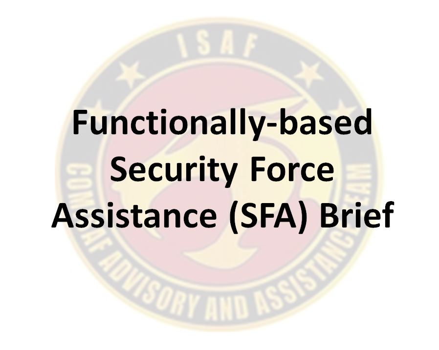 Video brief on Functionally-based Security Force Assistance (SFA)