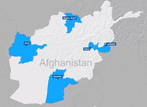 Map of Four Corners of Resolute Support