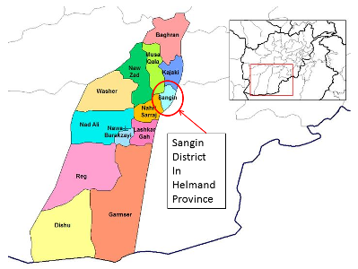 Map of Sangin District Helmand Province Afghanistan