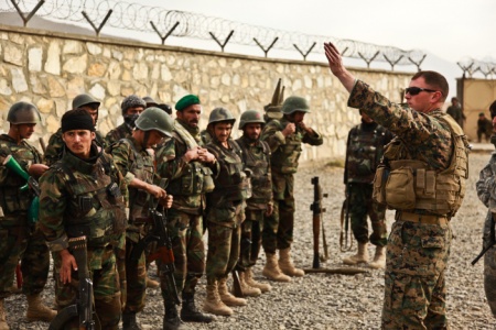 Marine ETT Team Leader Briefing Afghan Patrol