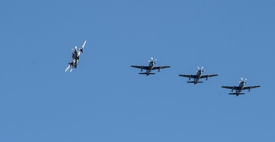 Flight of 4 A-29 Super Tucanos over Kabul Jan 2016