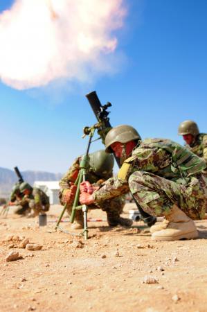 Afghans fire 82-mm Mortar