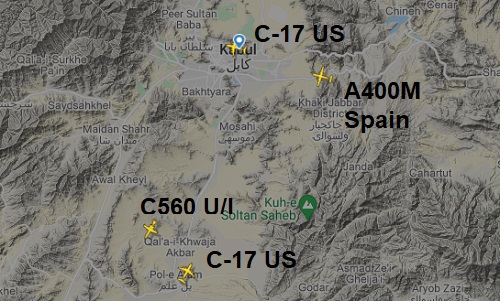 Kabul airspace on August 20, 2021 0738L