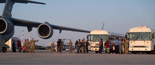 Afghan evacuees arrive at Ramstein AFB, Germany