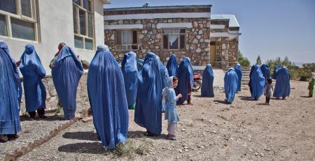 Afghan Women in Blue Burkhas